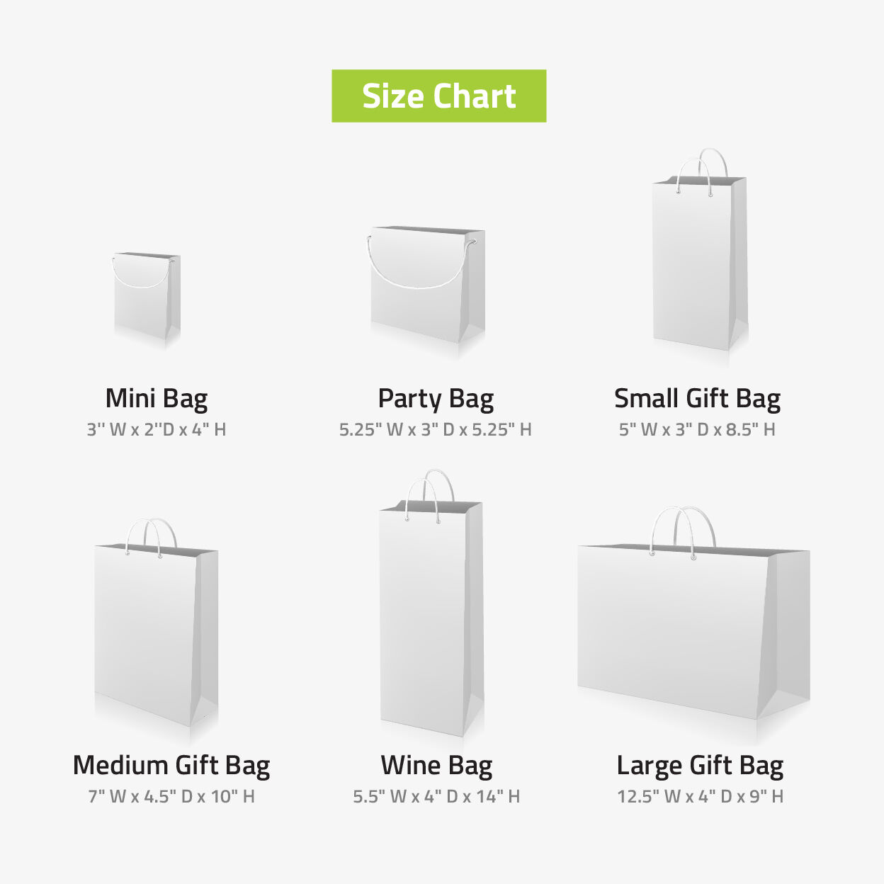 Gift Bag Size & Order Quantity Guide