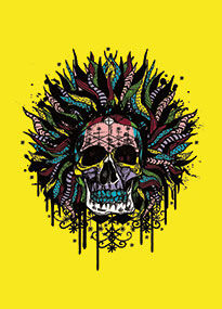 Skull Mask Halloween Postcard Design