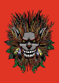 Werewolf Mask Halloween Postcard Design